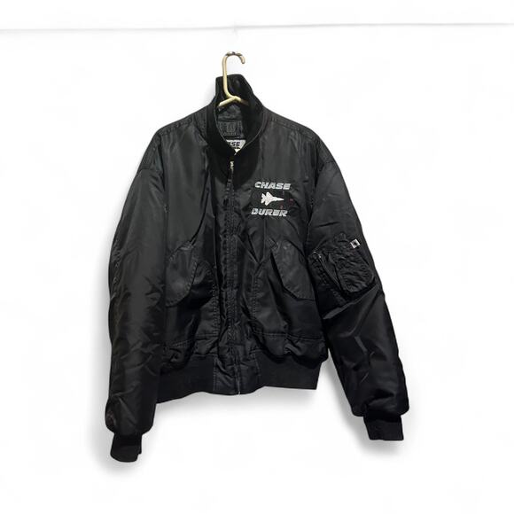 VTG Chase Durer Beverly Hills Geneve Knox Armory Jacket Mens XL Black Pilot - Picture 9 of 9